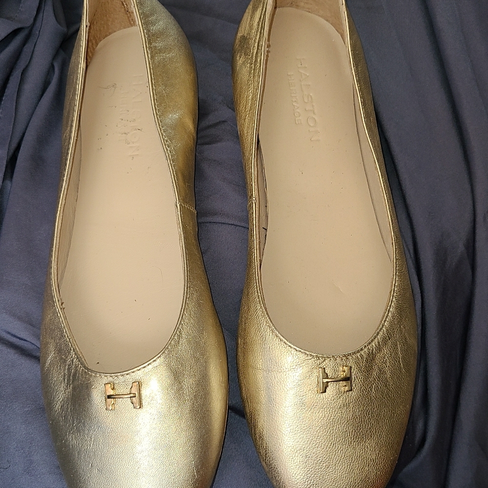 Gold metallic shoes